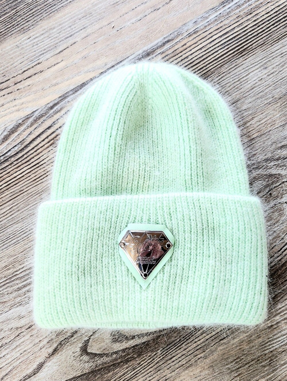 Braxton Diamond Collection Angora Blend Beanie Knit Hat Mint Silver Adult Unisex